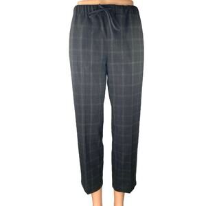 Aritzia Babaton Black Plaid Drawstring Straight High Rise Trousers Pants Size XS